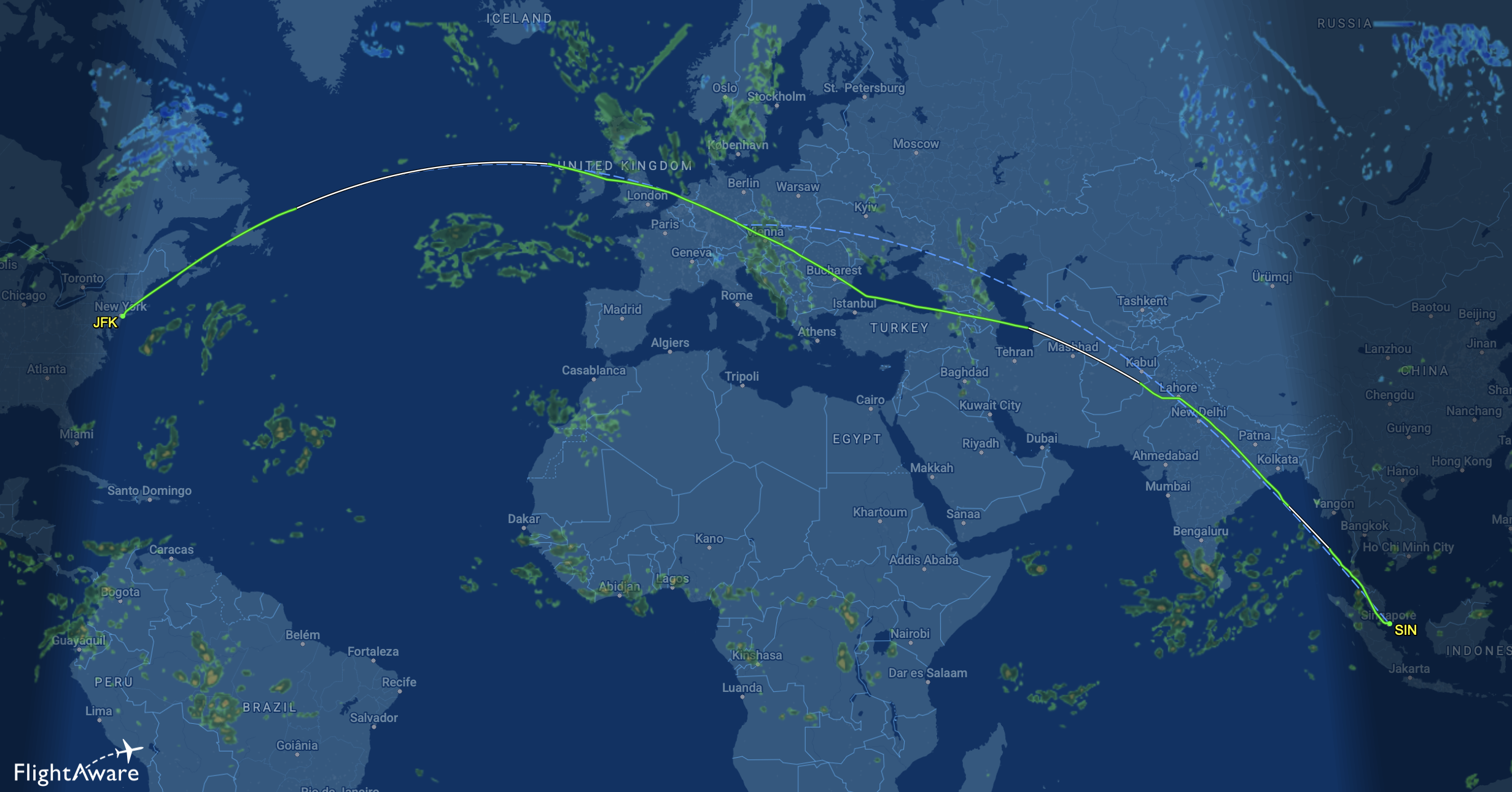 An 18 hour direct flight